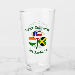 Jamaican Irish American Shamrock Flag Personalised Glass