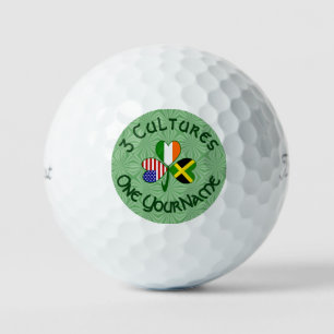 Jamaican Irish American Shamrock Flag Personalised Golf Balls