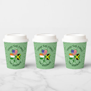 Jamaican Irish American Shamrock Personalised Text Paper Cups