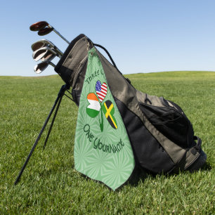 Jamaican Irish USA Flags Shamrock Personalised Golf Towel