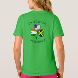 Jamaican Irish USA Flags Shamrock Personalised  T-Shirt