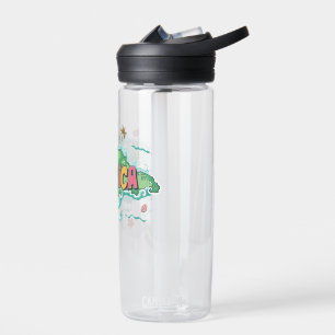 Jamaican island water color map water bottle