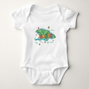 Jamaican island water colour map baby bodysuit