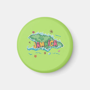 Jamaican island water colour map magnet