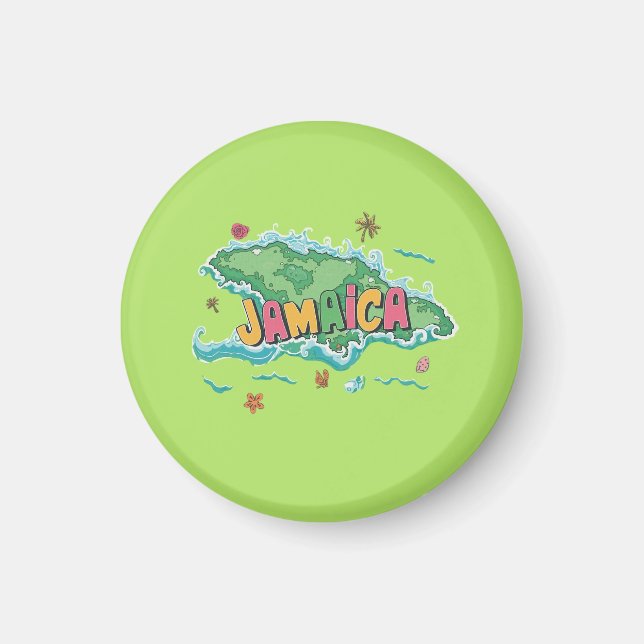 Jamaican island water colour map magnet (Front)