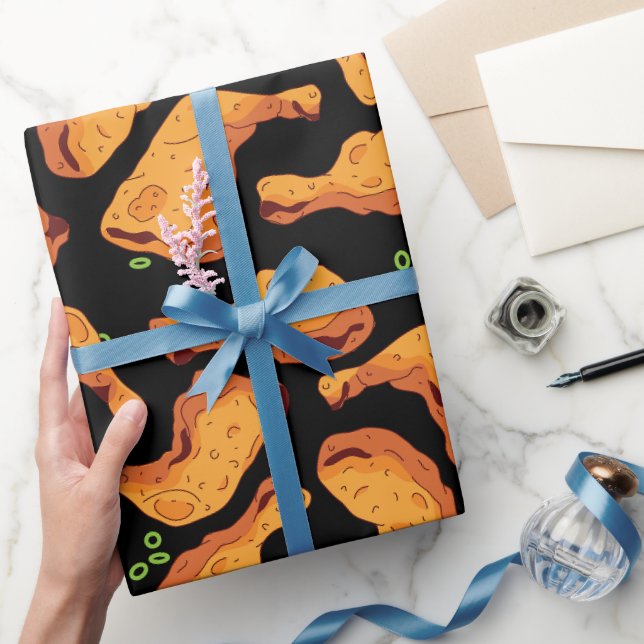 Jamaican Jerk Chicken Pattern Wrapping Paper (Gifting)
