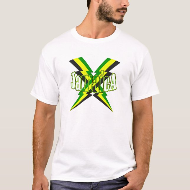 Jamaican Lightening Bolt flag of Jamaica T-Shirt (Front)
