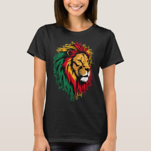 Jamaican Lion Jamaican Rasta Flag Lion Of Judah Re T-Shirt