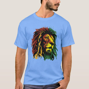 Jamaican Lion Jamaican Rasta Flag Lion of Judah Re T-Shirt