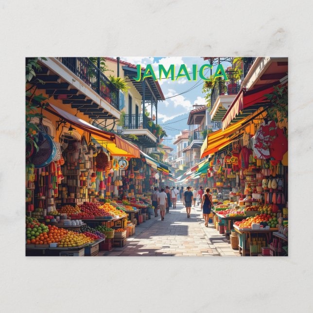 Jamaican market place postcard (Front)