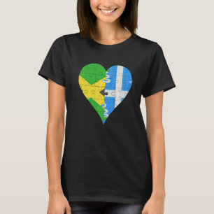 Jamaican Martiniquais Flag Heart T-Shirt