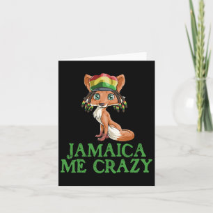 Jamaican Me Crazy Flag Fox T Shirt Hair Funny Regg Card