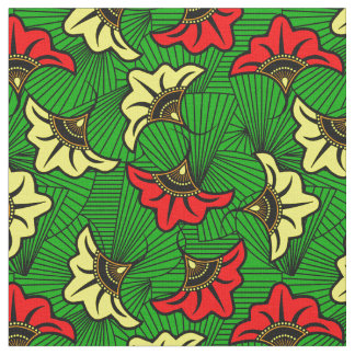 Jamaican Rasta African Biloba Flower Pattern Fabric