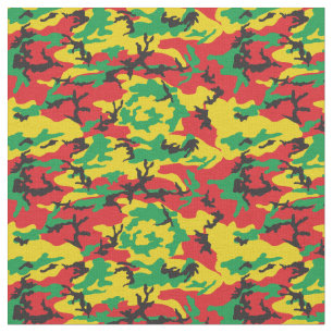 Jamaican Rasta Flag Coloured Camouflage Print Fabric