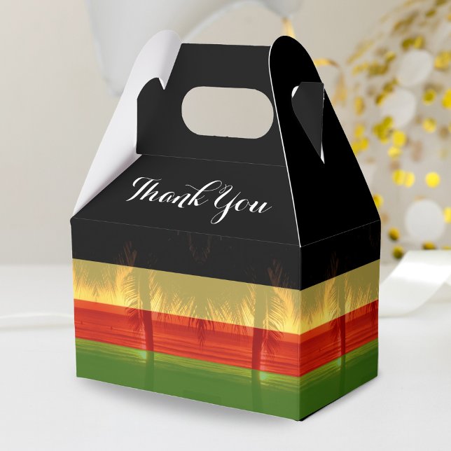 Jamaican Rasta Jamaica Beach Palm Tree Thank You Favour Box (Jamaica beach palm tree Jamaican rasta colors thank you favor box)