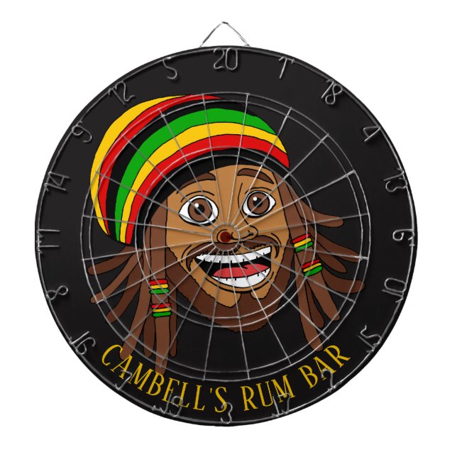 Jamaican Rasta Man Caribbean Sports Bar Dartboard (Front)