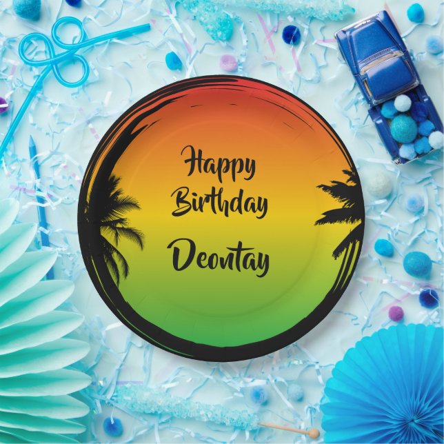 Jamaican Rasta Reggae Caribbean Birthday Paper Plate (Party)