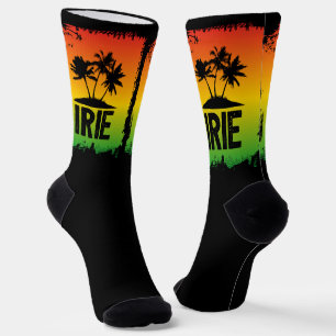 Jamaican Rastafarian IRIE Palm Trees Black Socks