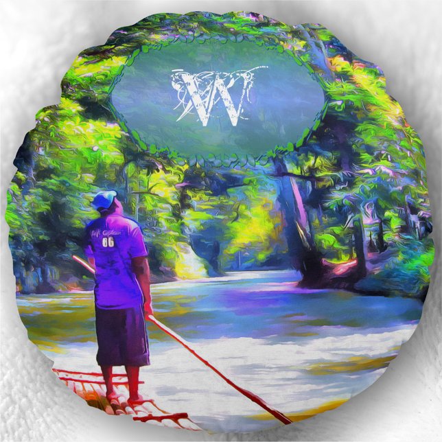 Jamaican River Raft Ride J001 Round Cushion (Creator Uploaded)