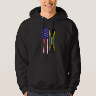 Jamaican Roots Half American Flag Patriotic Jamaic Hoodie