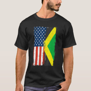 Jamaican Roots Usa Flag Heritage Half Jamaica Amer T-Shirt