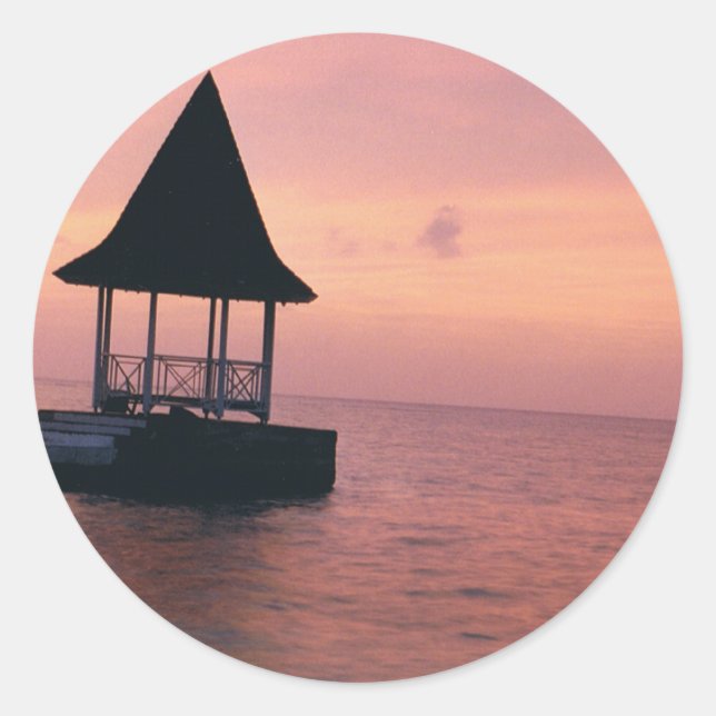 Jamaican Sunset Classic Round Sticker (Front)