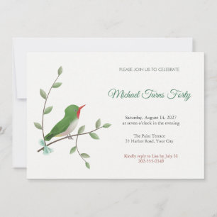 Jamaican Tody Bird 40th Birthday Party Invitation