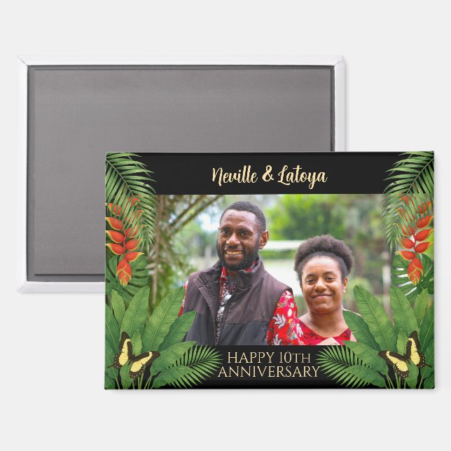 Jamaican Tropical Wedding Anniversary Add Photo Magnet (Front/Back)