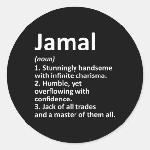 Jamal Definition Personalised Name Funny Birthday Classic Round Sticker