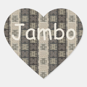 Jambo.african ethnic pattern. Adinkra Symbol. Heart Sticker