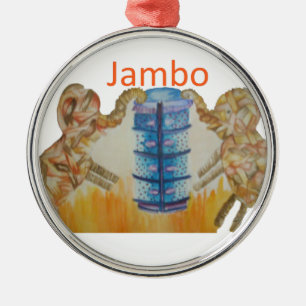 Jambo Jumbo African Kids Elephants Art Print Metal Tree Decoration
