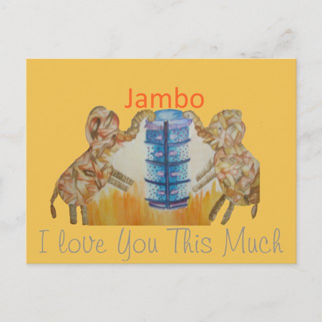 Jambo Jumbo African Kids Elephants Art Print Postcard (Front)
