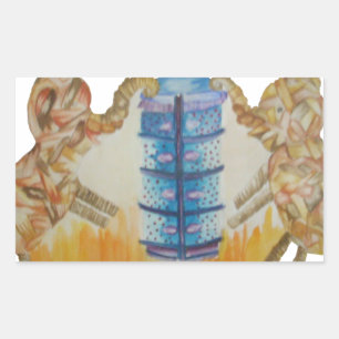 Jambo Jumbo African Kids Elephants Art Print Rectangular Sticker