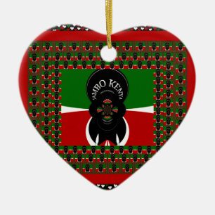 Jambo Kenya Art Print Ceramic Tree Decoration