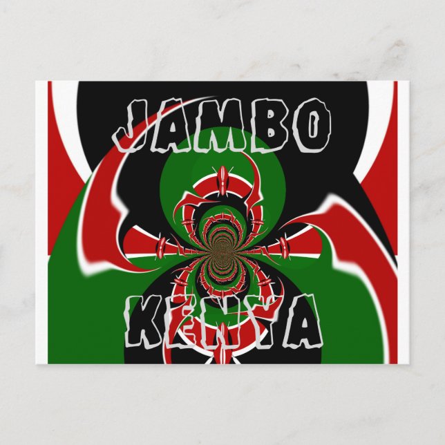Jambo Kenya BLACK RED GREEN GRAPHICS HAKUNA MATATA Postcard (Front)