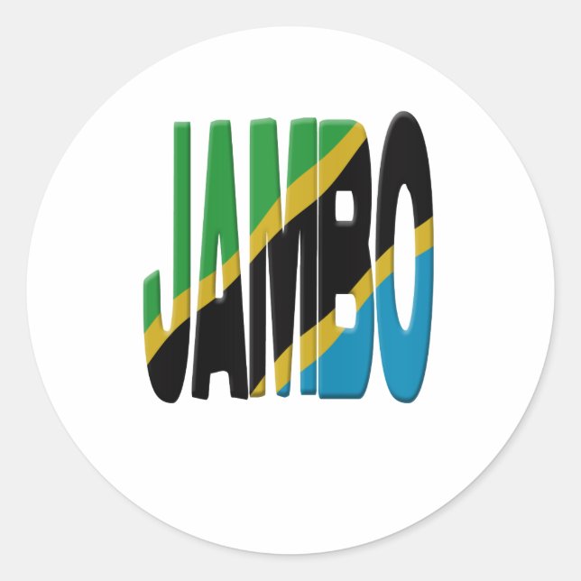 Jambo Swahili - Tanzania flag Classic Round Sticker (Front)