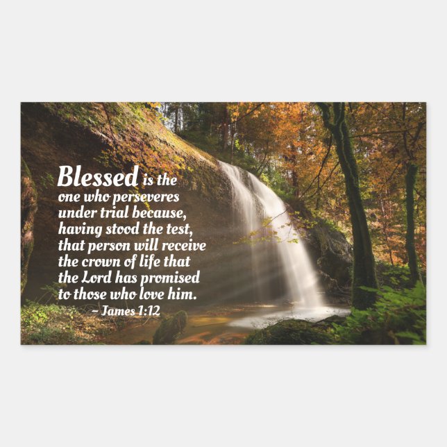 James 1:12 Blessed is the one who perseveres Bible Rectangular Sticker (Front)
