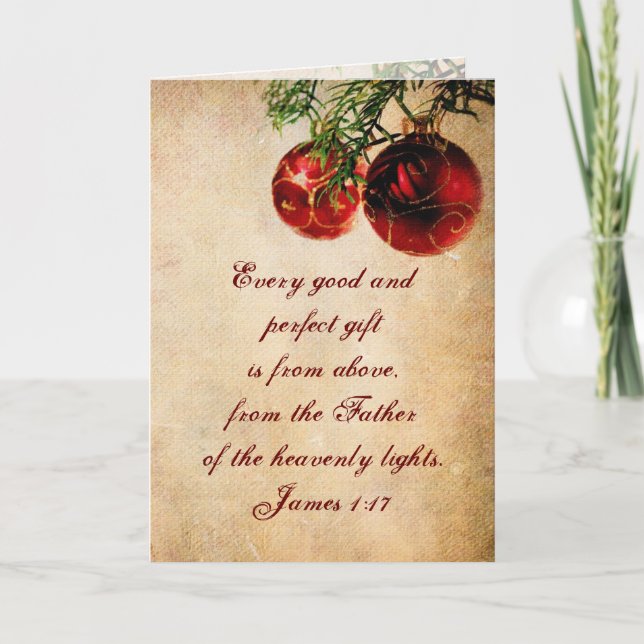James 1:17 Vintage Christmas  Holiday Card (Front)