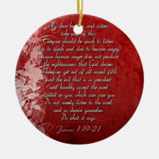 James 1:19 Scripture Gift Ceramic Tree Decoration