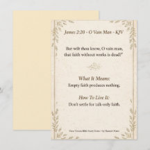 James 2:20 KJV Bible Study Card - O Vain Man