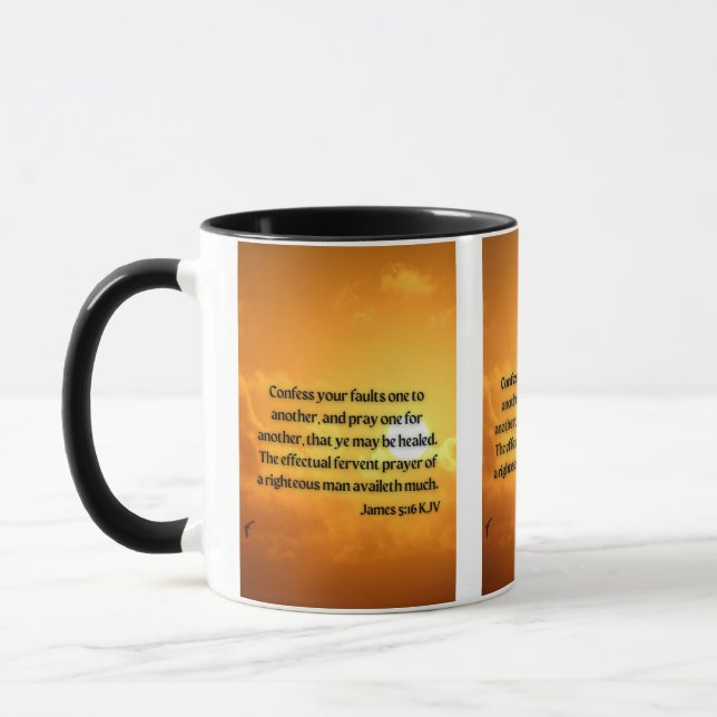 James 5:16 KJV Bible Scripture Pic Two-Tone Mug (Left)