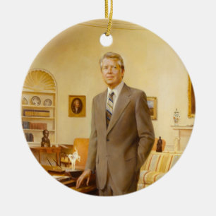 James Carter White House Presidential Portrait Ceramic Tree Decoration