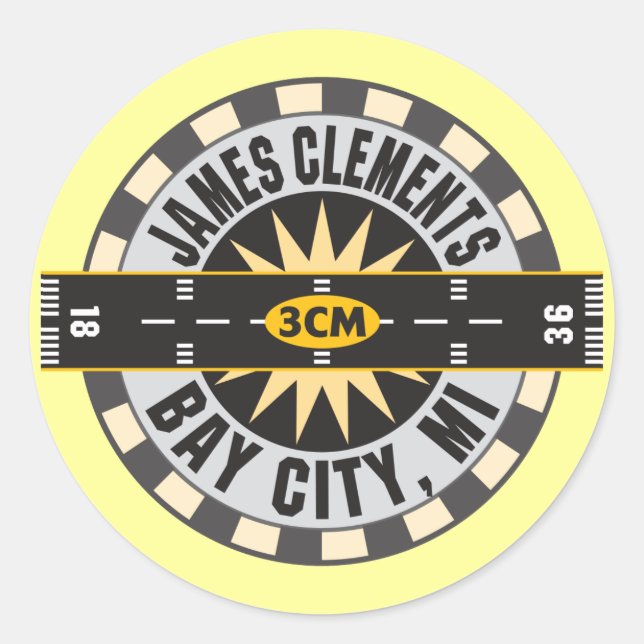 James Clements Airport Bay City MI 3CM Classic Round Sticker (Front)
