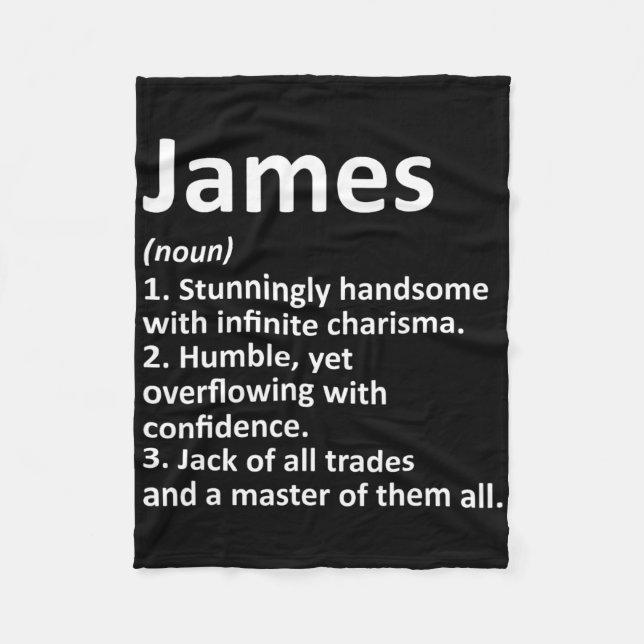 James Definition Personalised Name Funny Birthday  Fleece Blanket (Front)