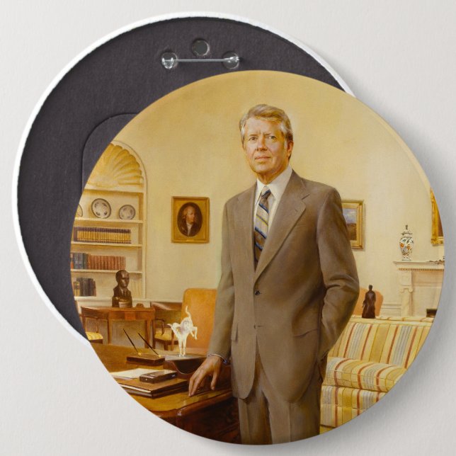 James Earl Carter Painted US President Portrait  6 Cm Round Badge (Front & Back)