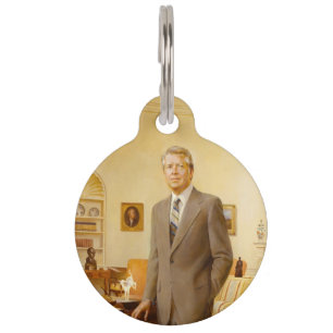 James Earl Carter Painted US President Portrait Pet Tag