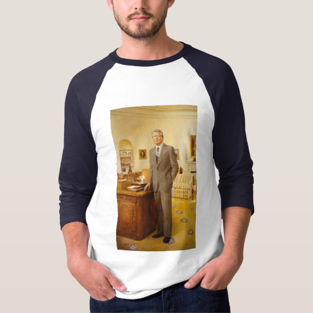James Earl Carter Painted US President Portrait  T-Shirt (Front)
