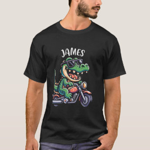 James Funny Alligator Motorcycle Design for Boys N T-Shirt