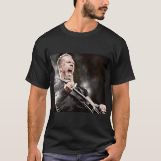 James Hetfield Playing Guitar music Lover Art funn T-Shirt