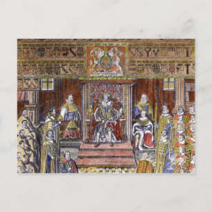 James I of England  at Court, Postcard